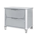 Laura - Nightstand With Sleek Frame And Fronts - Silver