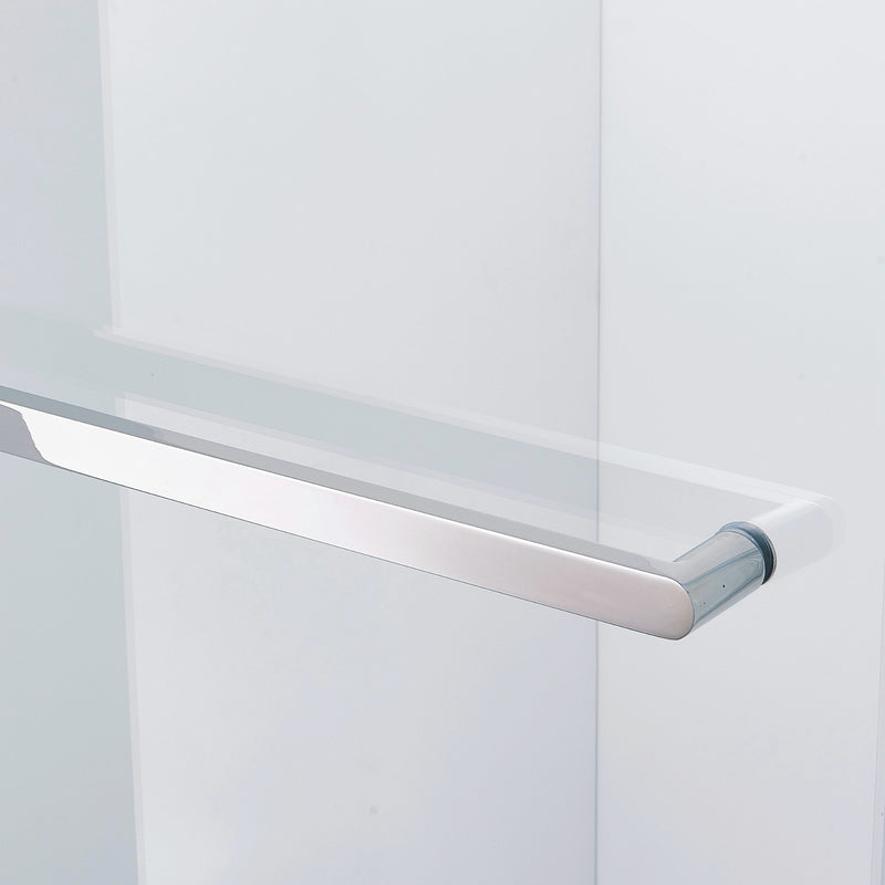 Semi-Frame Single Sliding Shower Door, 304 Stainless Steel, 5 / 16" (8Mm) Thick Sgcc Tempered Clear Glass