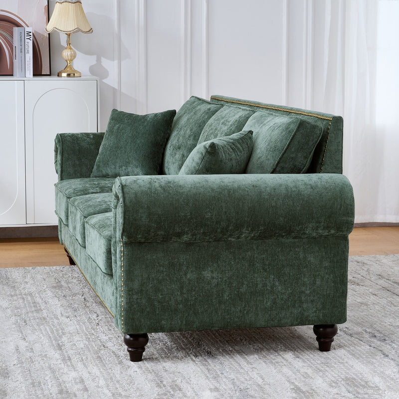 Modern 3 And 2 Seater Sofa With Rolled Arms, Tufted Upholstered Couch