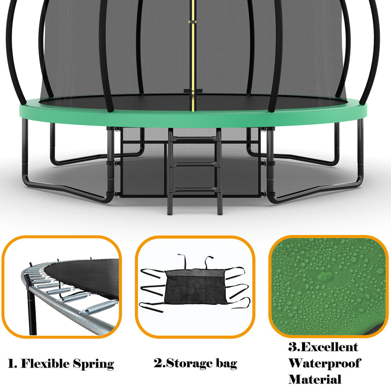 Trampoline With Enclosure, Recreational Trampolines With Ladder And Antirust Coating, Astm Approval Outdoor Trampoline For Kids