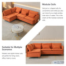 Modular L-shaped Corner sofa ,Left Hand Facing Sectional Couch,Orange Cotton Linen-90.9''
