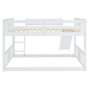 Full Over Full Bunk Bed With Ladder With Slide - White