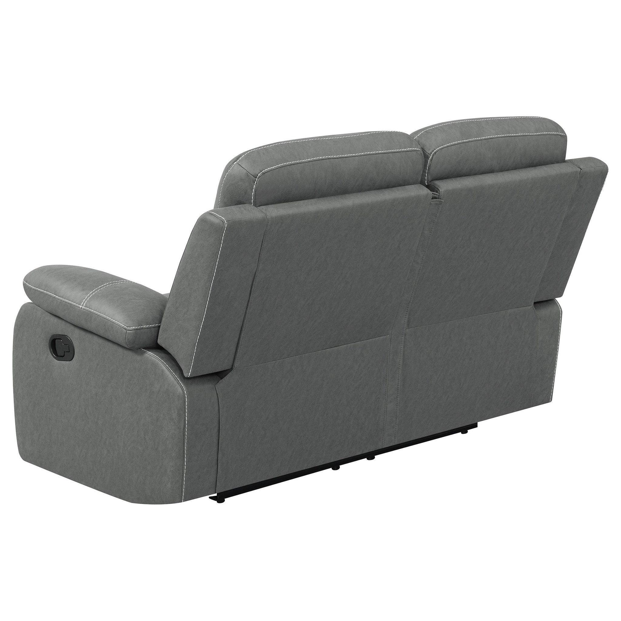Nova Upholstered Padded Arm Reclining Loveseat Dark Grey - Atlantic Fine Furniture Melbourne FL