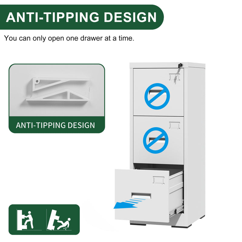 Modern Drawer Metal Vertical File Cabinet With Lock And Card Slot For Office