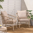 Bruce - Outdoor Club Chair Set With Water Resistant Cushions Rattan And Iron - Brown