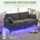 Chenille 2 Seater Sofa With LED Light, USB Charging Port, And Storage Bag