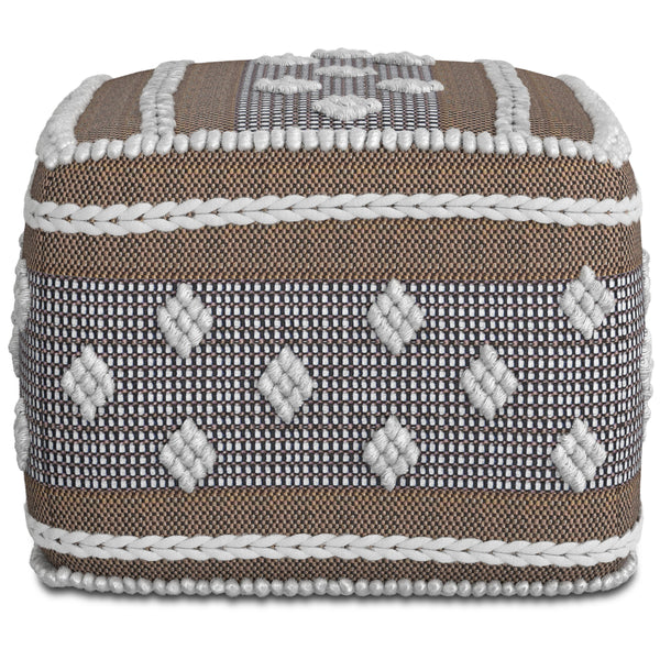 Mapleton - Outdoor / Indoor Pouf - Beige Gray / White