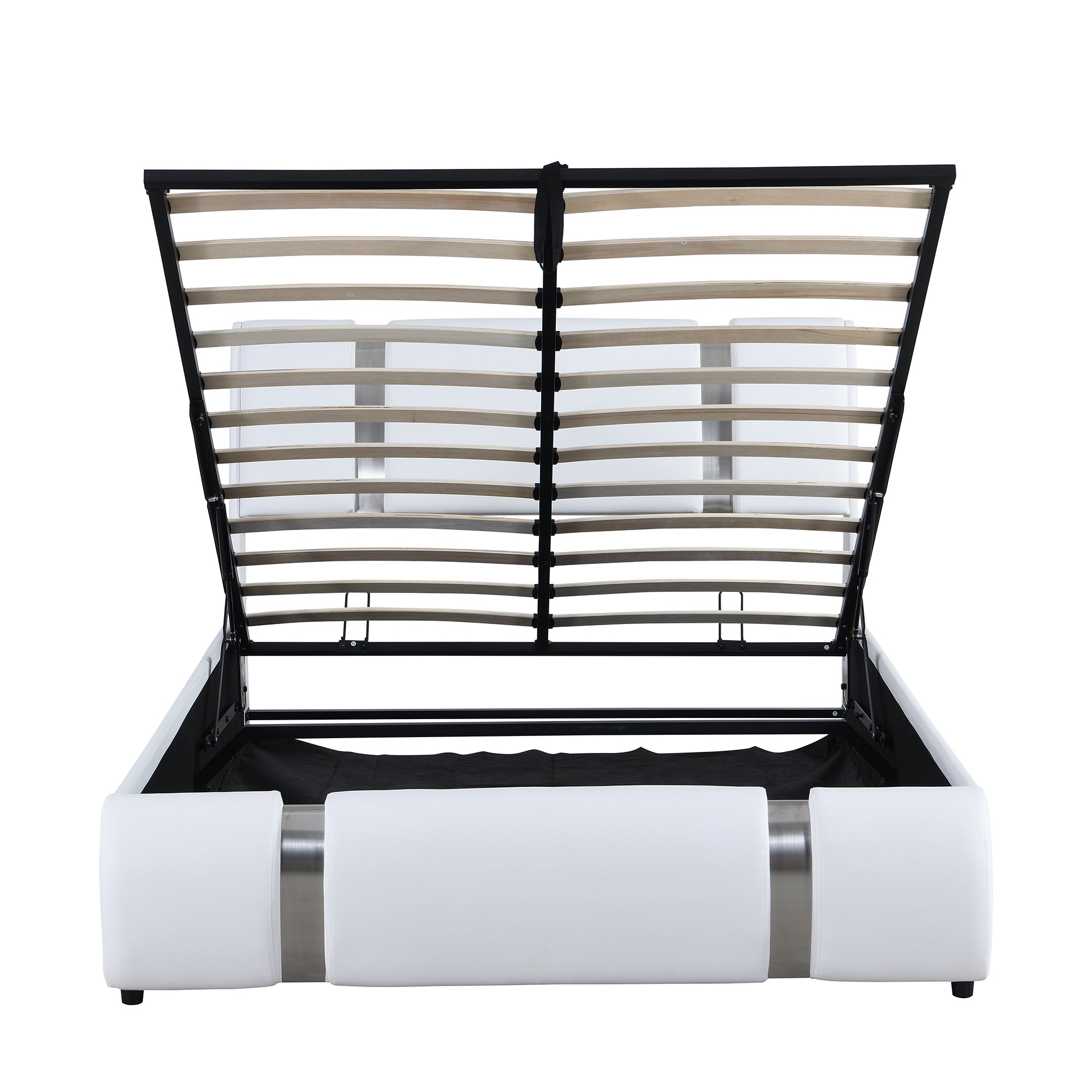 Full Size Upholstered Faux Leather Platform bed with a Hydraulic Storage System, White - Atlantic Fine Furniture Melbourne FL