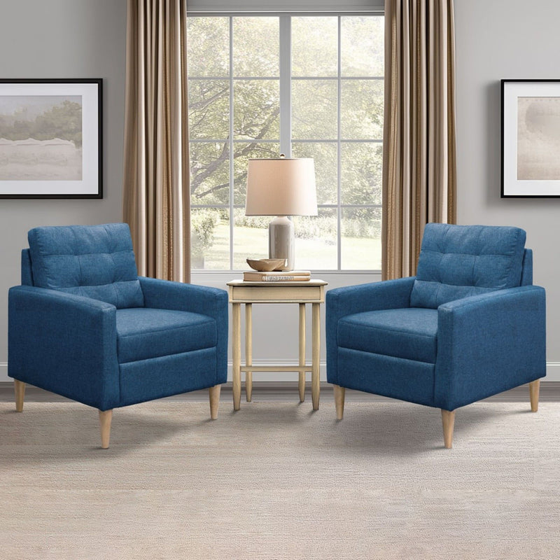 Contemporary Tufted Back Accent Chair With High Density Foam Support - Blue