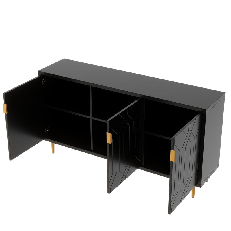 Modern TV Stand With 3 Doors And Adjustable Shelves