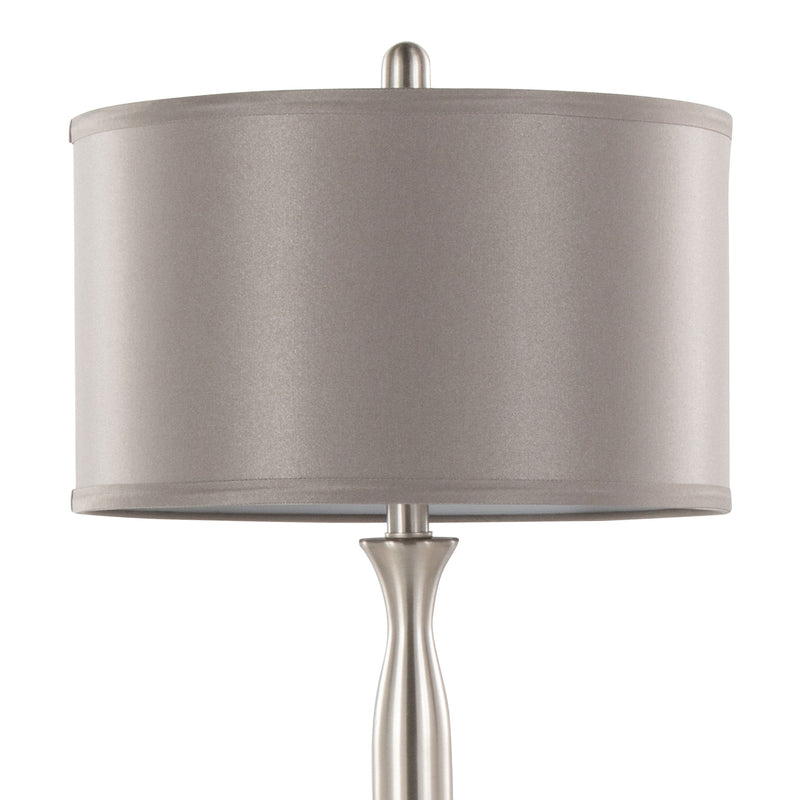 Joan - Contemporary Table Lamp (Set of 2) - Nickel / Gray Satin