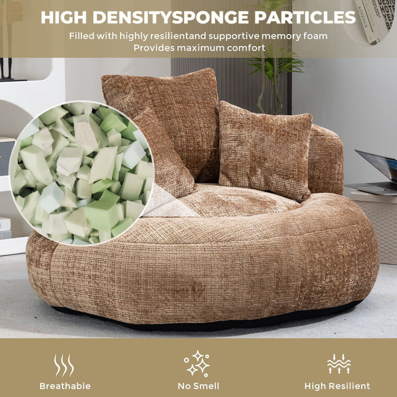 Lazy Sofa High Back Bean Bag Chair Couch With 3 Pillows