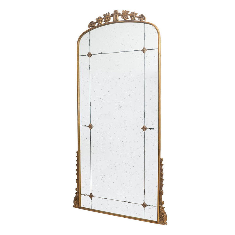 Lavish Full Length Mirror, Antique Metal Floor Mirror For Living Room, Bedroom - Gold