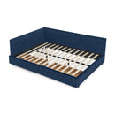 Upholstered Bed Frame With Tufted Backrest And Armrests