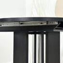 Dining Table For Farmhouse Kitchen Expandable Oval Table Top With Removable Leaf Trestle X Shaped Base - Black