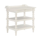 Aria - Nightstand With Styling, 2 Shelves, Pull Out Tray, Spool Turned Legs - Antique White