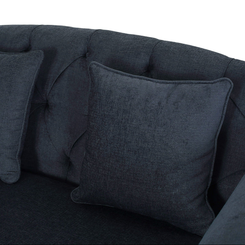 Upholstered Chaise Lounge With Scroll Arms, Turned Legs And 2 Pillows