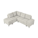 Versatile L Shaped Sofa Bed With Storage, Cup Holders, USB Ports Chenille