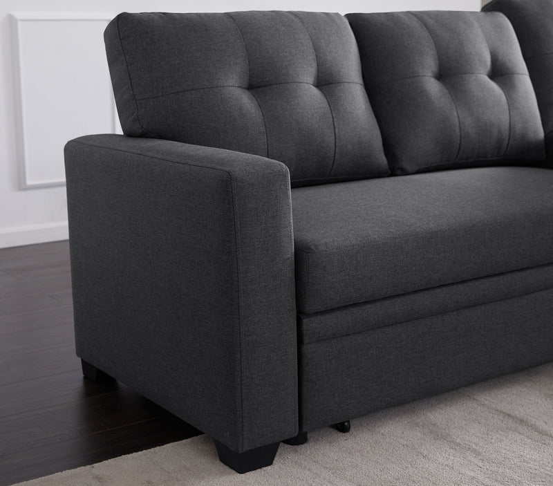 Upholstered Cushions Pull Out Sectional Sofa With Chaise