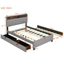 Upholstered Platform Bed With Storage Headboard, Trundle & 2 Drawers And A Set Of Sockets & USB Ports