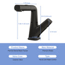Pull Down Bathroom Sink Faucet With Three Water Modes And Construction - Matte Black