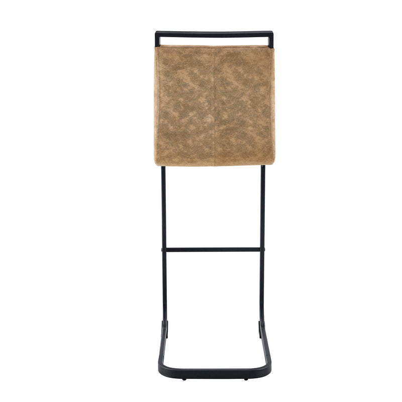 Modern Tech Fabric Bar Stool (Set of 2) With Metal Legs 42.5" Tall For Home Bar & Restaurant - Black / Brown