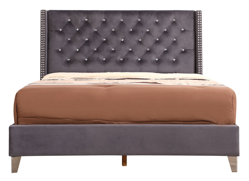 Julie - G1920-KB-UP King Upholstered Bed - Gray