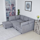 Oversized Modular Sectional Sofa, Chenille U-Shaped Couch with Chaise/Ottoman, 7 Seater Living Room Furniture Sets