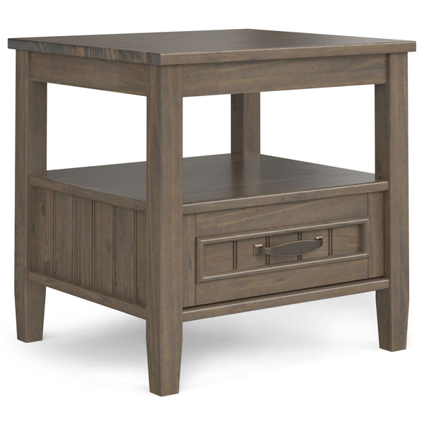 Lev - End Table with Bottom Drawer - Smoky Brown