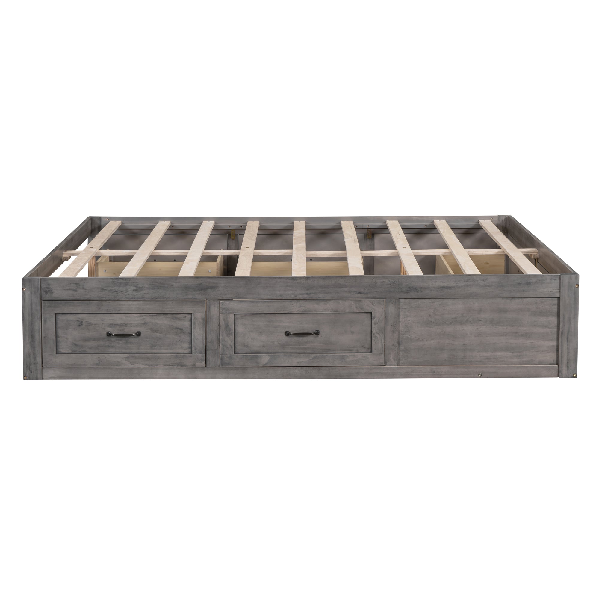 Full Size Platform Bed with 6 Storage Drawers,Antique Gray - Atlantic Fine Furniture Melbourne FL