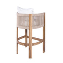 Modern Matera Barstool (Set of 2) With Wraparound Back And Rope - Teak / Beige
