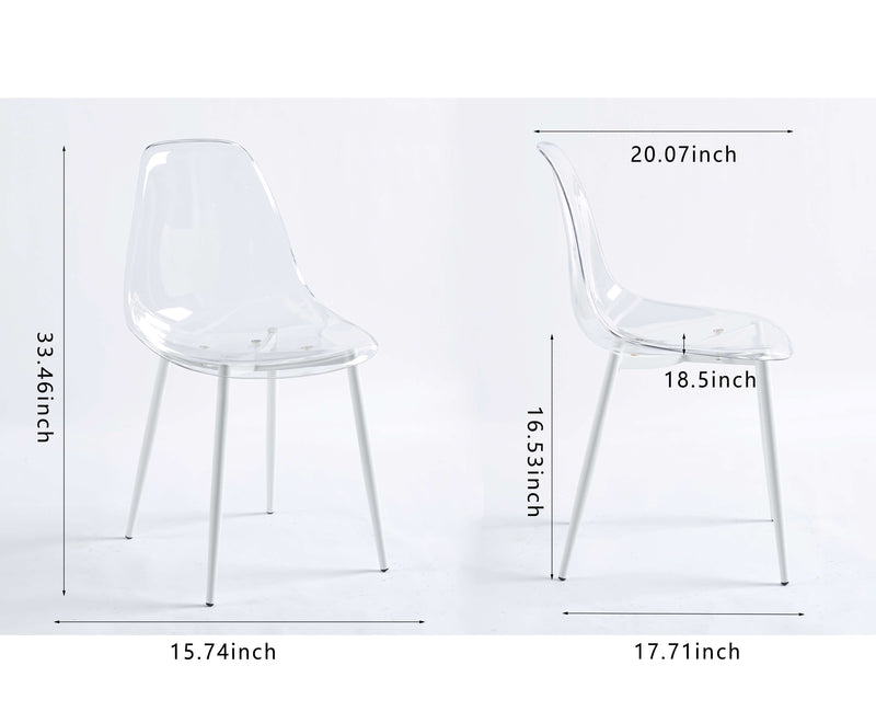 Dining Chair, Metal Leg, Plastic Seat (Set of 4)