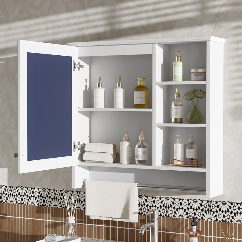 Wall Mount 2 In 1 Mirror Cabinet With Adjustable Shelf, Soft-Closing Hinges