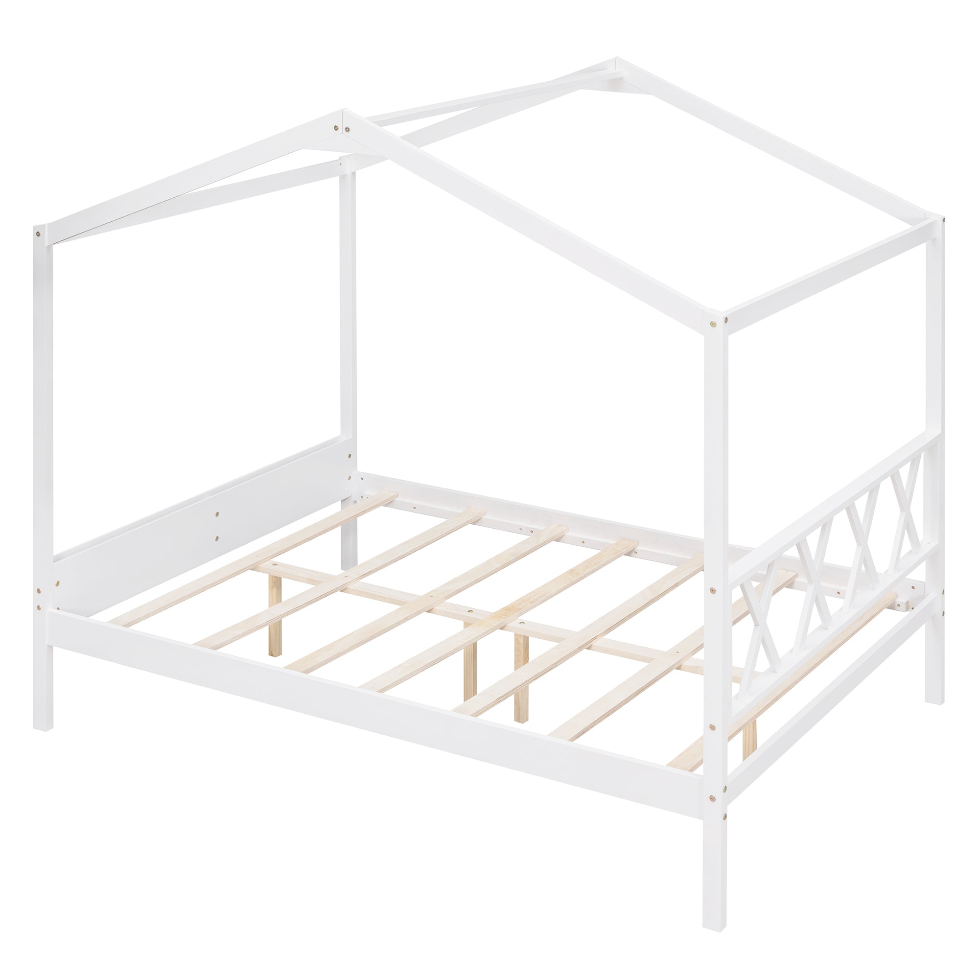 Full Size Wood House Bed with Storage Space, White (OLD SKU :LP000002AAK) - Atlantic Fine Furniture Melbourne FL