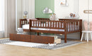 Twin Size Daybed Wood Bed with Two Drawers, Walnut