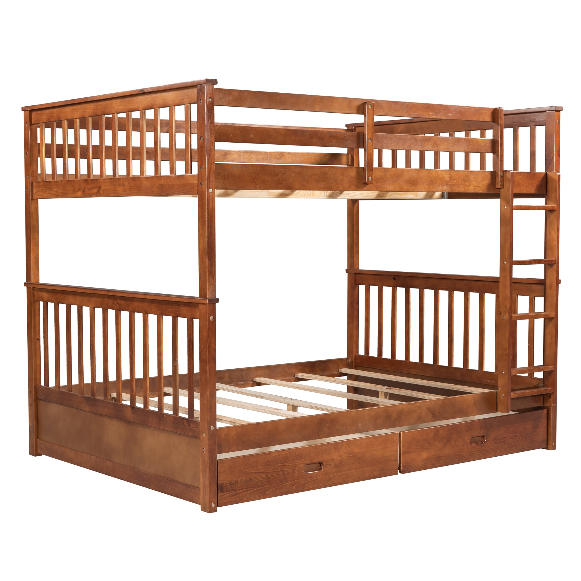 Full-Over-Full Bunk Bed with Ladders and Two Storage Drawers (Walnut)(OLD SKU:LT000365AAD) - Atlantic Fine Furniture Melbourne FL