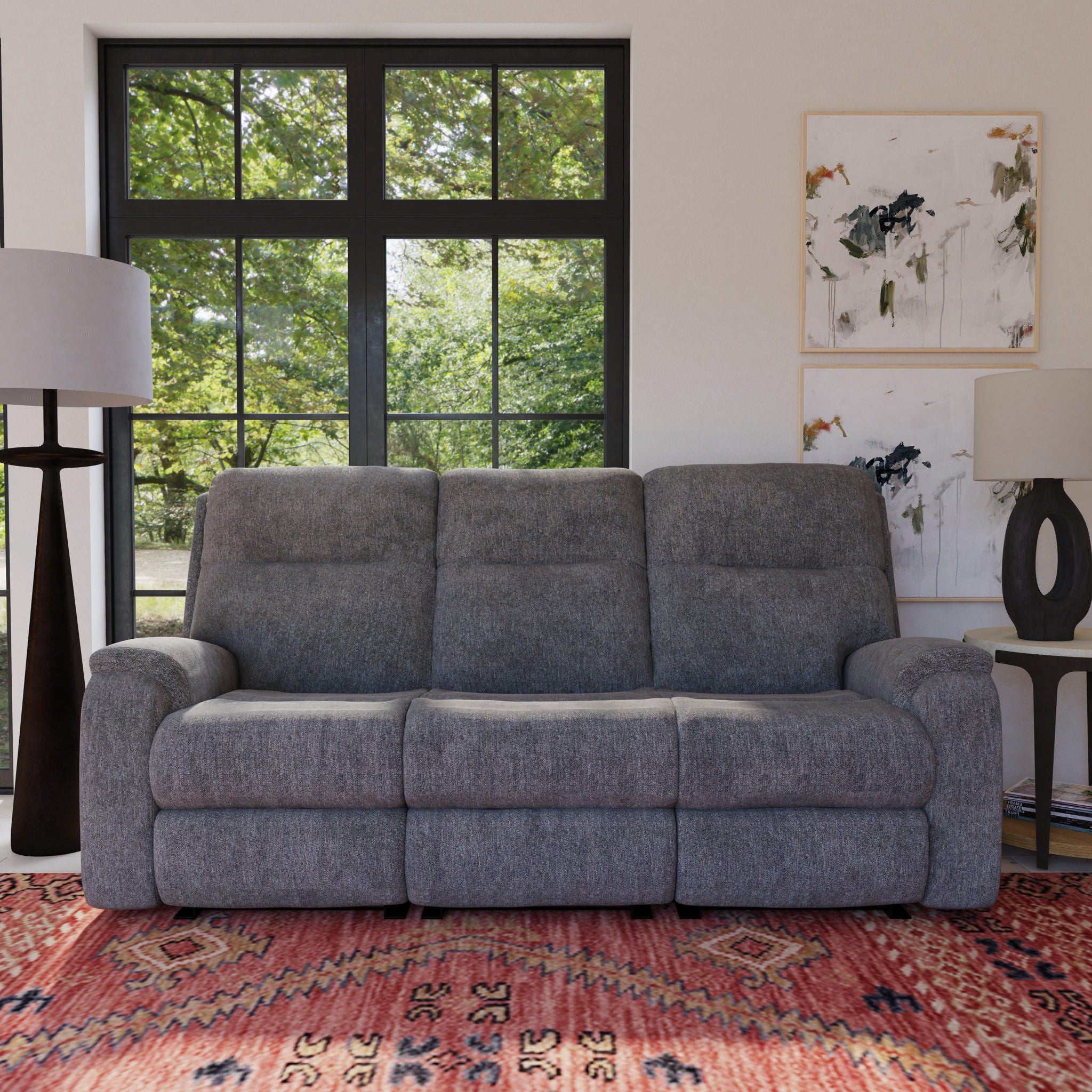 Penn - Transitional Fabric Power Reclining Sofa With Power Headrests & Lumbar