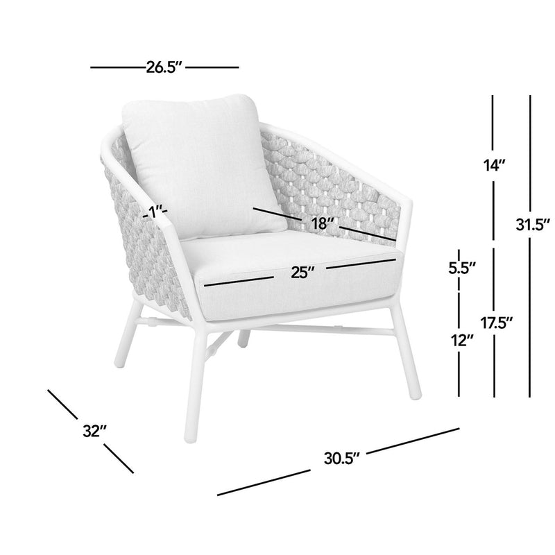 Rowan - Rope Barrel Back Patio Accent Arm Chair (Set of 2) - Optic White