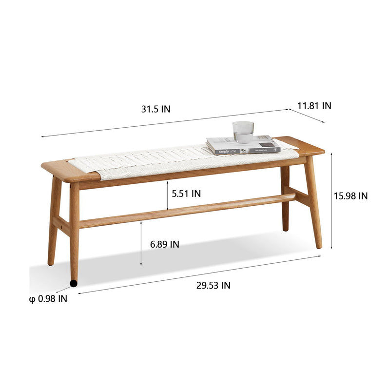 Design Dining Bench Bed Bench For Bedroom - White / Natural Oak