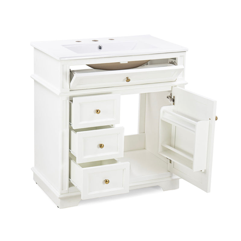 Freestanding Bathroom Vanity With Sink, Soft Closing Door, Tip Out Drawer
