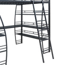 Loft Bed With 4 Layers Of Shelves And L-Shaped Desk, Stylish Metal Frame Bed With A Set Of Sockets, USB Ports And And Wireless Charging