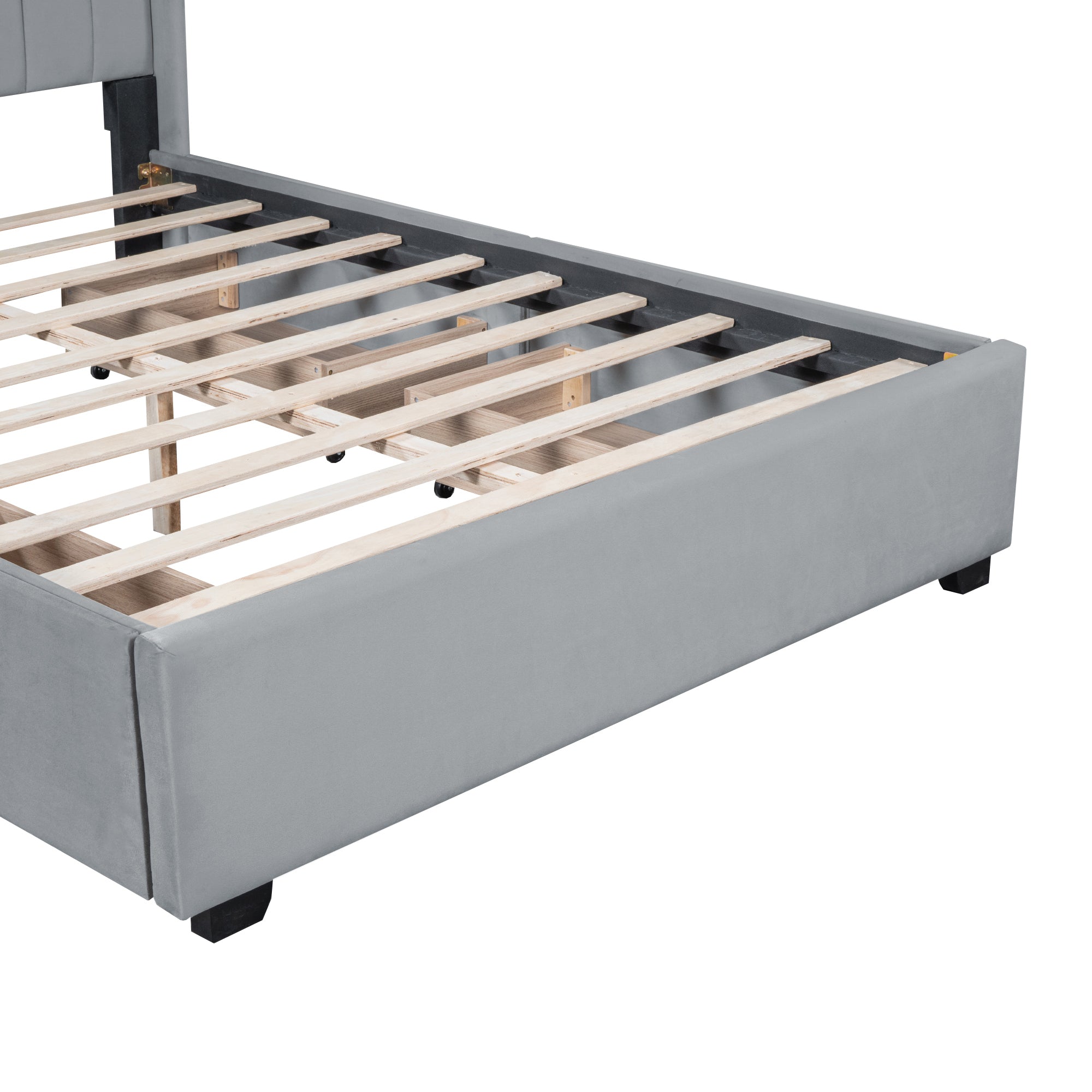Queen Size Upholstered Bed with 4 Drawers, Gray - Atlantic Fine Furniture Melbourne FL