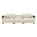 Sectional With Bluetooth Speaker Comfy Cloud Couch Set With Drop Down Table Cup Holders, USB Charger Storage Armrest Wide Seat Sofa