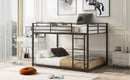 Full over Full Metal Bunk Bed, Low Bunk Bed with Ladder, Black(Old SKU:MF197034AAB)