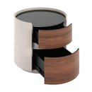 Italian Retro Double Storage Round Side Table - Gray Brown