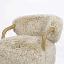 Becker - Rustic Oak Sheepskin Upholstered Accent Arm Chair - Taupe Beige