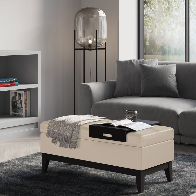 Oregon - Contemporary Storage Ottoman Bench With Tray