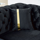 L Shaped Chesterfield Sectional Sofa With Stainless Steel Accents