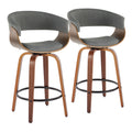 Vintage Mod - Mid Century Modern Fixed Height Counter Stool & Swivel With Round Footrest (Set of 2)