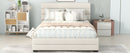 Queen Upholstered Platform Bed with Twin Size Trundle and Two Drawers, Beige